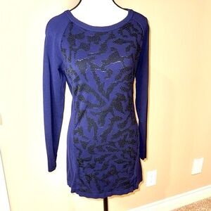 Reitmans Sweater Dress Purple with Black Embellishments Crew Neck Women's Size M